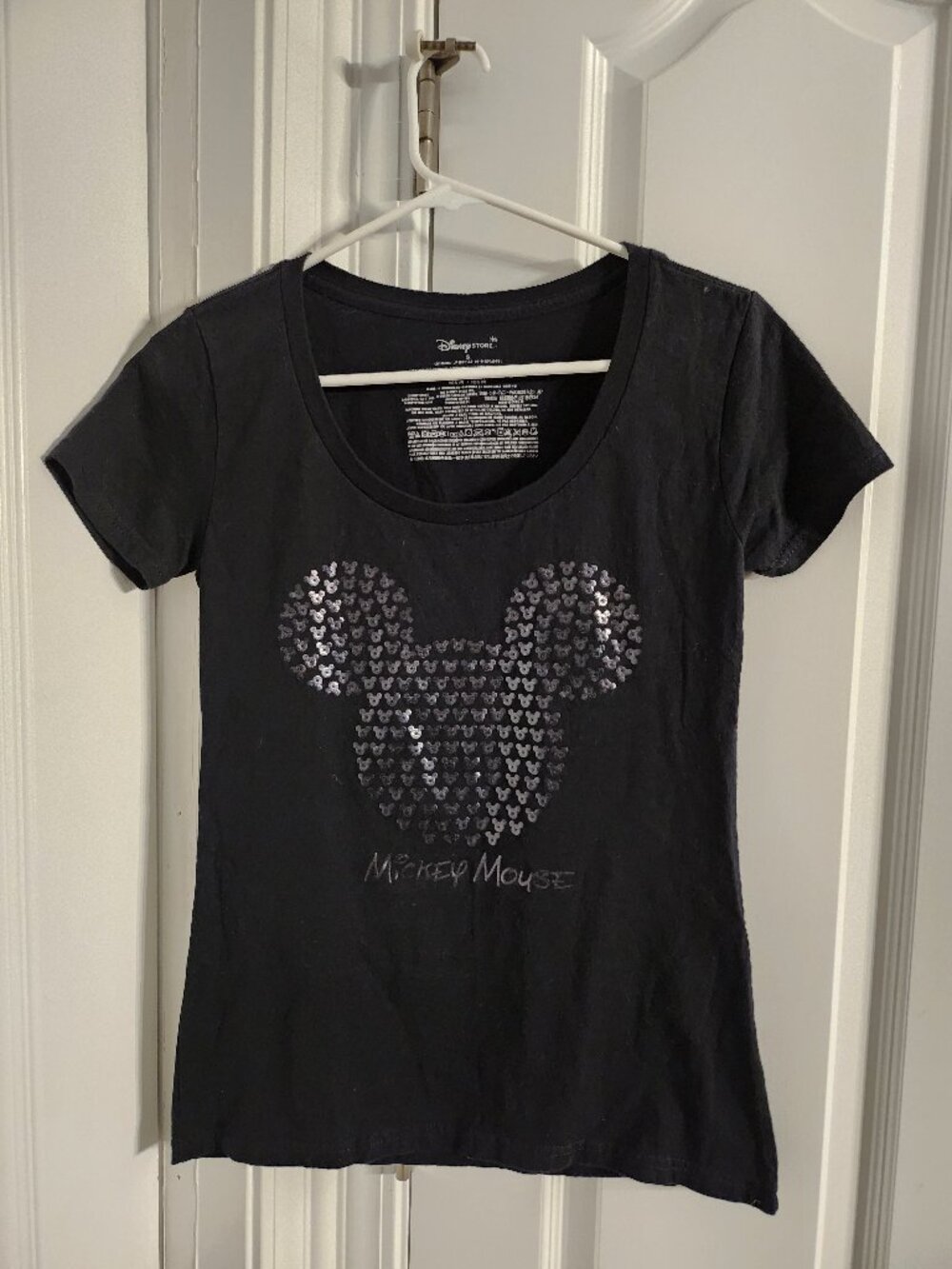 BLACK ON BLACK MICKEY MOUSE LADIES T SHIRT